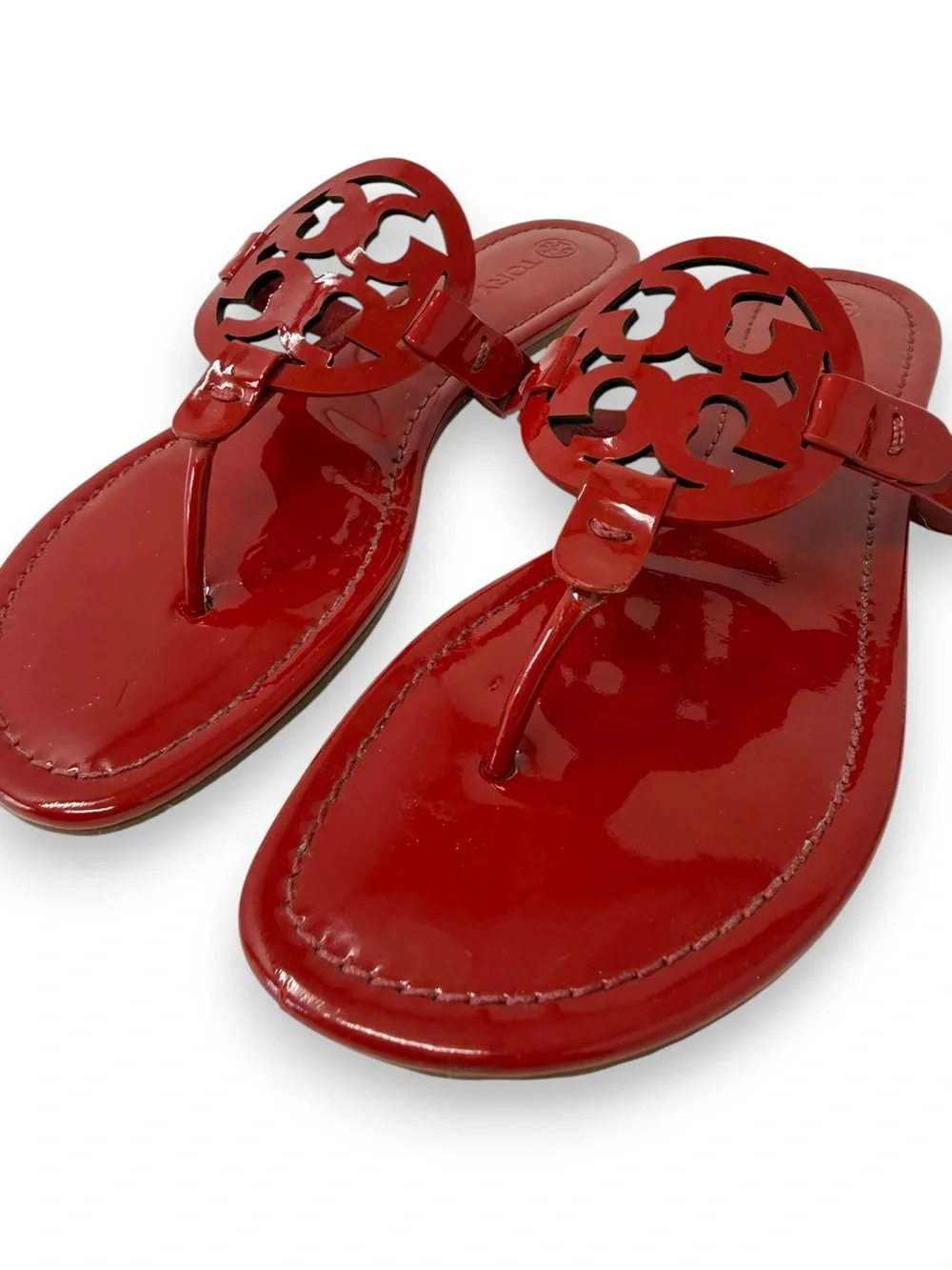 Tory Burch Patent Leather Miller Sandal Deep Red 9 Women’s